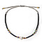 Adjustable Glass Seed Beads Braided Bead Bracelets, Shell Star Jewelry for Women, Black