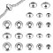 50Pcs 5 Style 201 & 304 Stainless Steel Beads, with Rubber Inside, Slider Beads, Rondelle, Stainless Steel Color, 6~10x3~4.5mm, Hole: 2~4mm, Rubber Hole: 1.2~3mm, 10pcs/style