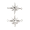 Brass Micro Pave Clear & Black Cubic Zirconia Connector Charms, Cadmium Free & Nickel Free & Lead Free, Star Links, Platinum, 22x27x3.4mm, Hole: 1.5mm