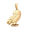 201 Stainless Steel Pendants, Owl Charm, Ion Plating(IP), Golden, 30.5x25x3.5mm, Hole: 10x5mm