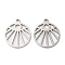 Non-Tarnish 201 Stainless Steel Pendants, Hollow, Flat Round with Eye Charm, Stainless Steel Color, 18x15.5x1mm, Hole: 1.2mm