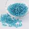 Round Glass Seed Beads, Trans. Colours Lustered, Light Blue, Size: about 4mm in diameter, hole: 1.5mm, about 496pcs/50g