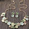 Flat Round & Oval & Square Zinc Alloy Enamel Pendant Necklaces & Stud Earrings Sets, Olive Drab, 420mm