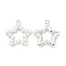 Alloy Pendants, with ABS Imitation Pearl Beads, Star Charm, Platinum, 29x27.5x4.5mm, Hole: 2.8mm