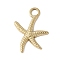 304 Stainless Steel Pendants, Golden, Starfish, 21x15x2mm, Hole: 2.5mm