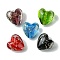 Luminous Handmade Gold Sand Lampwork Beads, Glow in the Dark, Heart, Mixed Color, 20.5x20x12mm, Hole: 1.8mm