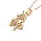Brass Pave Cubic Zirconia Pendnat Necklaces, Horse, Golden, 16.54 inch(42cm)