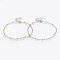304 Stainless Steel Anklets, with Lobster Claw Clasps, Round Beads and Twist Chain, Mixed Color, 9 inch(230mm), 1.5mm