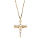 Brass Micro Pave Clear Cubic Zirconia Pendant Necklaces, with 304 Stainless Steel Cable Chains, Cross, Golden, 17.91 inch(45.5cm)