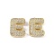 Brass Micro Pave Clear Cubic Zirconia Pendants, Cadmium Free & Nickel Free & Lead Free, Letter E, 23.5x22.5x6.5mm, hole: 4x2.5mm