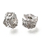 Brass Micro Pave Cubic Zirconia Beads, Cadmium Free & Nickel Free & Lead Free, Flat Round with Eye, Real Platinum Plated, 9x6.5mm, Hole: 2.5mm