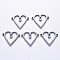 Tarnish Resistant 201 Stainless Steel Links Connectors, Laser Cut, Heart, Stainless Steel Color, 15x18x1.5mm, Hole: 1.2mm