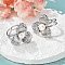 304 Stainless Steel Finger Rings, with Freshwater Pearl Beads, Flower, Stainless Steel Color, US Size 6(16.5mm)
