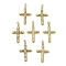 Brass Micro Pave Cubic Zirconia Pendants, Cadmium Free & Lead Free, Real 16K Gold Plated, Cross, Mixed Color, 31.5x21.5x4mm, Hole: 5x2.5mm