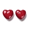 Heart Brass Enamel Beads, Long-Lasting Plated, Cadmium Free & Lead Free, Rack Plating, Platinum, FireBrick, 20x21x10mm,Hole:2mm