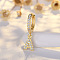 Brass Micro Pave Clear Cubic Zirconia Hoop Earrings, Golden, Letter A, 24x7mm