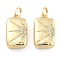 Brass Pave Clear Cubic Zirconia Pendants, Cadmium Free & Lead Free, with Jump Ring, Rectangle, 23x14x7mm, Hole: 7mm