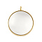 Ion Plating(IP) 304 Stainless Stee Locket Pendants, with Glass, Flat Round Charm, Real 18K Gold Plated, 41x34x17mm, Hole: 5mm