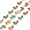 Handmade Eco-friendly Brass Enamel Cherry with Evil Eye Link Chain, Real 18K Gold Plated, Lead Free & Cadmium Free, Soldered, with Spool, Colorful, 11.5x7.5x3mm