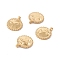 Ion Plating(IP) 304 Stainless Steel Pendants, Flat Round with Face, Golden, 13x10x2.4mm, Hole: 1.4mm
