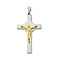 PVD Vacuum Plating 304 Stainless Steel Pendants, Crucifix Cross Charm, Golden & Stainless Steel Color, 55x31.5x6mm, Hole: 9.5mm