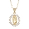 Brass Micro Pave Clear Cubic Zirconia Pendant Necklaces, Cable Chains for Women, Golden, 15.67 inch(398mm)