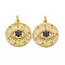 Brass Micro Pave Cubic Zirconia Pendants, with Jump Rings, Nickel Free, Flat Round with Eye, Real 16K Gold Plated, 21x19x4mm, Jump Ring: 5x1mm, 3mm inner diameter