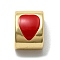 Brass Enamel Beads, Real 18K Gold Plated, Long-Lasting Plated, Lead Free & Cadmium Free, Half Round, Heart, 11x8x8mm, Hole: 2.7mm