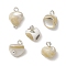 Natural Trochus Shell Nuggets Charms with Brass Loops, Silver, 8~11x7~8x6~7mm, Hole: 1.6mm