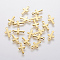 304 Stainless Steel Tiny Cross Charms, Real 18k Gold Plated, 12x7x0.8mm, Hole: 1.2mm
