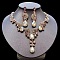 Teardrop Alloy Rhinestone Pendant Necklaces & Stud Earrings Sets, Golden, Silk, 440mm