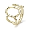 Rack Plating Brass Adjustable Rings, Cadmium Free & Nickel Free & Lead Free, Hollow Oval, Real 18K Gold Plated, US Size 7 1/4(17.5mm)