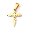 304 Stainless Steel Pendants, Cross, Golden, 19.5x15.5x1.2mm, Hole: 3.5x7mm