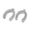 Horseshoe Brass Micro Pave Cubic Zirconia Charms, Grade AAA, Lead Free & Nickel Free & Cadmium Free, Real Platinum Plated, 14.5x10x2mm, Hole: 1mm