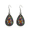 Bohemia Style Alloy Dangle Earrings, with Enamel, Teardrop, Antique Silver, Colorful, 50x20mm