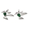 Brass Micro Pave Cubic Zirconia Pendants, Cadmium Free & Lead Free, Bird, Platinum, Dark Green, 23x22.5x5mm, Hole: 5x3mm