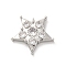 Brass Micro Pave Cubic Zirconia Pendants, Long-Lasting Plated, Lead Free & Cadmium Free, Platinum, Pentacle, Clear, 19x19.5x4mm, Hole: 1.2mm