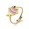 Adjustable 304 Stainless Steel Rings, with Enamel for Woman, Fish, Inner Diameter: 18mm