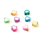 Polymer Clay Charms, with Brass Findings, Heart, Golden, Mixed Color, 14x10x5mm, Hole: 2mm
