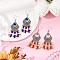 Alloy Glass Seed Beads Teardrop Chandelier Earrings, with Brass Earring Hooks, Antique Silver, Mixed Color, 78~79x31~32mm, 2pairs/set