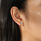 925 Sterling Silver Micro Pave Clear Cubic Zirconia Stud Earrings, Rectangle, Real Platinum Plated, 8.5x6.5mm