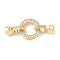 Brass Micro Pave Clear Cubic Zirconia Fold Over Clasps, Cadmium Free & Nickel Free & Lead Free, Ring, Real 18K Gold Plated, 31mm