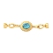 Brass & Synthetic Turquoise Fold Over Clasps, Flat Round, Real 18K Gold Plated, 60mm