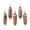 Natural Tiger Iron Pointed Pendants, with Platinum Tone Brass Findings, Bullet, 39.5x12x11.5mm, Hole: 4.5x2.8mm