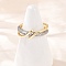Brass Micro Pave Cubic Zirconia Adjustable Cuff Rings for Women, Cadmium Free & Lead Free, Real 18K Gold Plated, 8mm, Inner Diameter: Adjustable