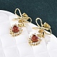 Серьги-гвоздики с цирконом из латуни EJEW-F362-06G-5