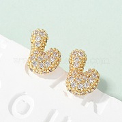 Латунные микро проложить серьги стержня кубического циркония EJEW-Z091-04G-L