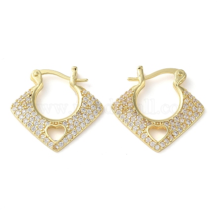 Серьги-кольца из латуни с микропаве из кубического циркония EJEW-K249-06G-1