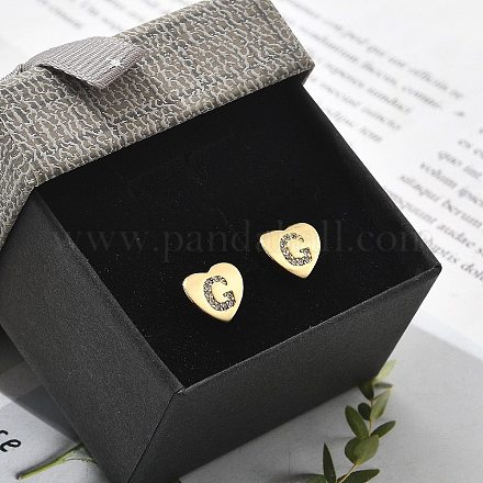 Серьги-гвоздики из латуни с микропаве из прозрачного кубического циркония EJEW-K299-01G-G-1