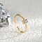 Simple Style Brass Cubic Zirconia Finger Rings for Women, Rectangle, Occidental Style Rings, Golden, US Size 6(16.5mm)